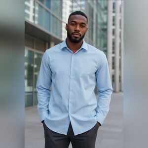 NWOT- George Men's Light Blue Classic Fit Long Sleeve Dress Shirt Size 3XL